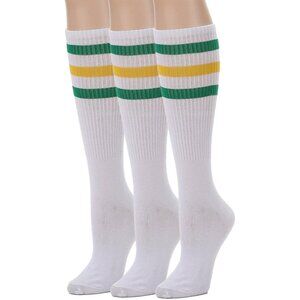 Knee High Tube Socks: Over the Calf Socks for Women and Men - Retro Striped Athl